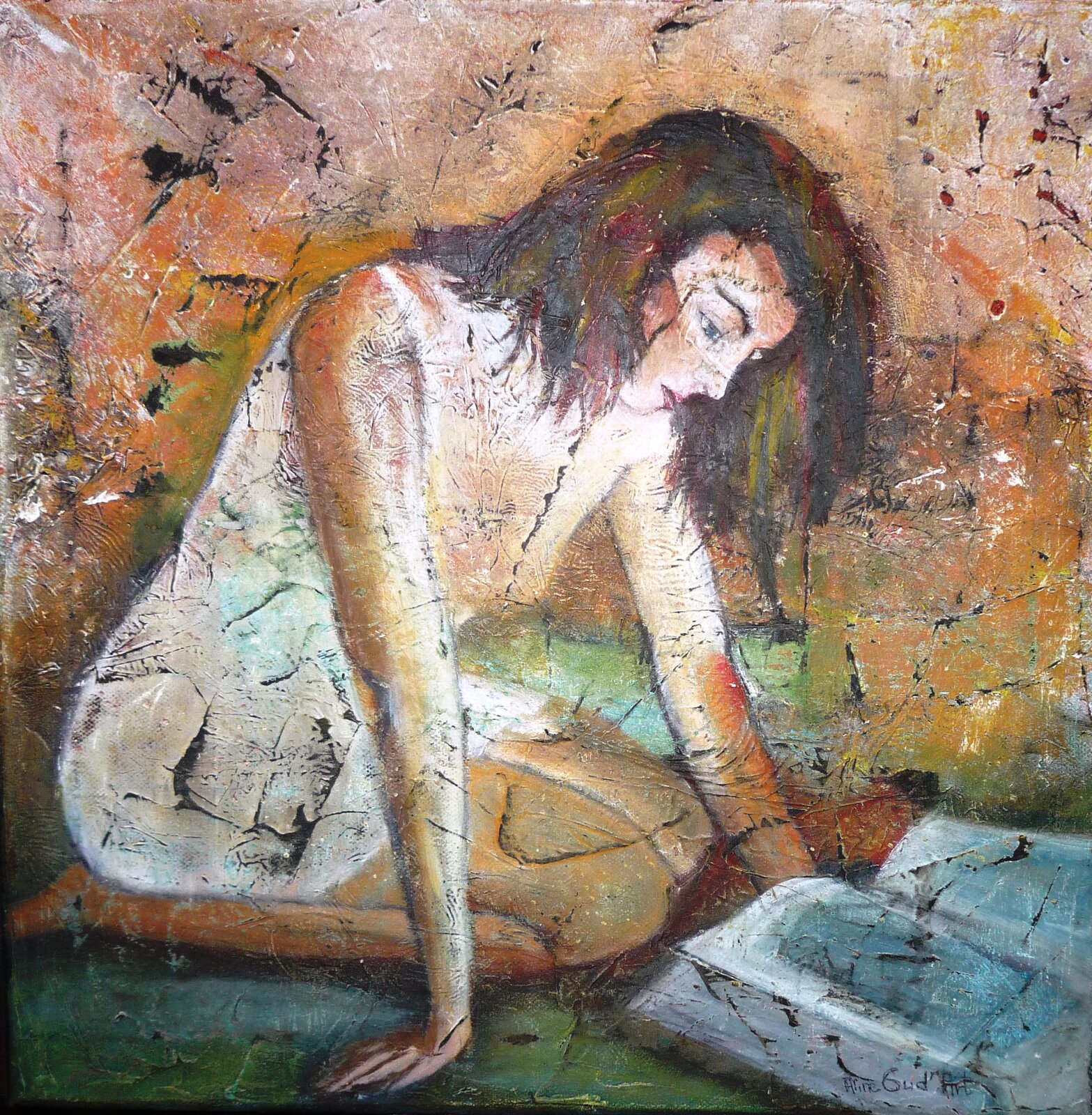 Jessica 40x40cm techniques mixtes